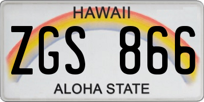 HI license plate ZGS866