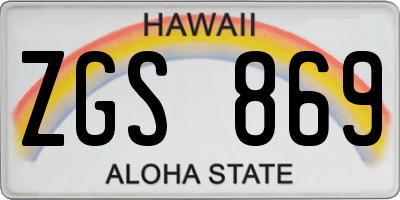 HI license plate ZGS869