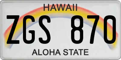 HI license plate ZGS870
