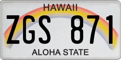 HI license plate ZGS871