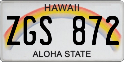HI license plate ZGS872