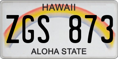 HI license plate ZGS873