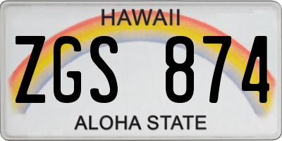 HI license plate ZGS874