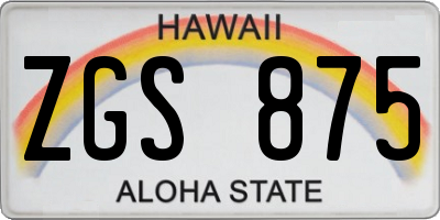 HI license plate ZGS875