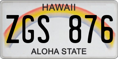 HI license plate ZGS876