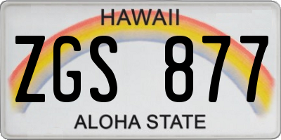 HI license plate ZGS877