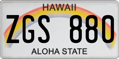 HI license plate ZGS880