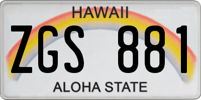HI license plate ZGS881