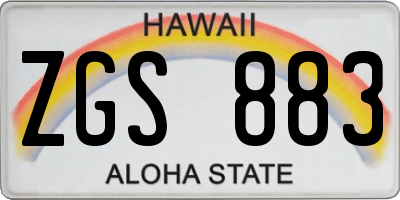 HI license plate ZGS883