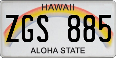 HI license plate ZGS885