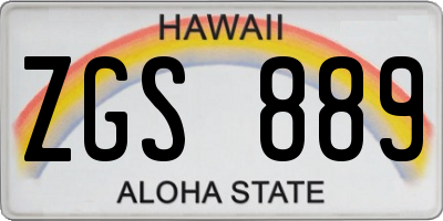 HI license plate ZGS889