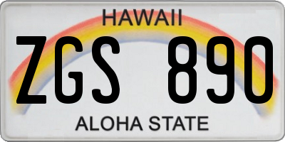 HI license plate ZGS890