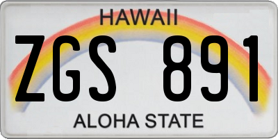 HI license plate ZGS891