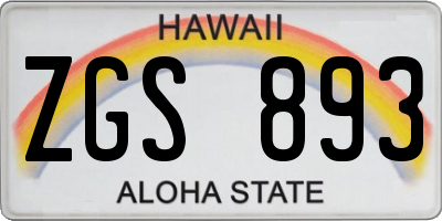 HI license plate ZGS893