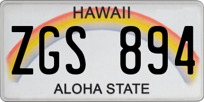 HI license plate ZGS894