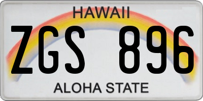 HI license plate ZGS896