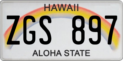 HI license plate ZGS897