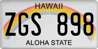 HI license plate ZGS898