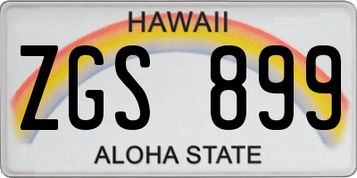 HI license plate ZGS899