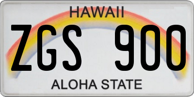 HI license plate ZGS900