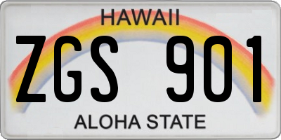HI license plate ZGS901