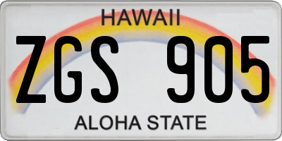 HI license plate ZGS905