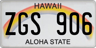 HI license plate ZGS906