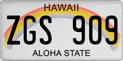 HI license plate ZGS909