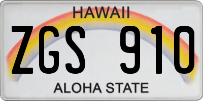 HI license plate ZGS910