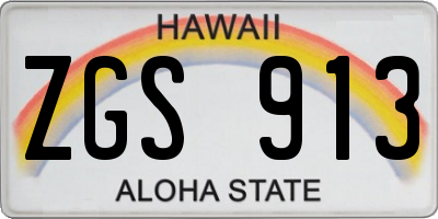 HI license plate ZGS913