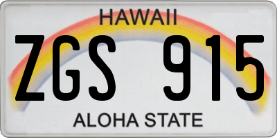 HI license plate ZGS915