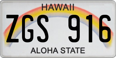 HI license plate ZGS916