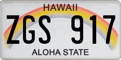 HI license plate ZGS917