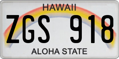 HI license plate ZGS918