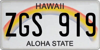 HI license plate ZGS919