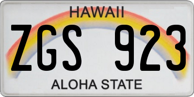 HI license plate ZGS923