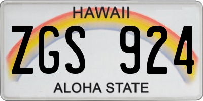 HI license plate ZGS924