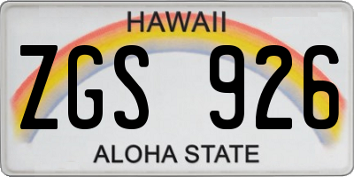 HI license plate ZGS926