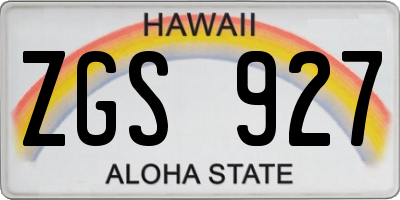 HI license plate ZGS927