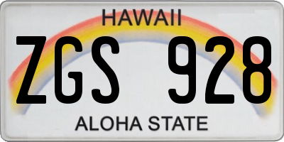 HI license plate ZGS928