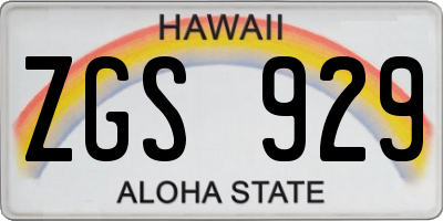 HI license plate ZGS929