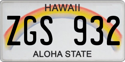 HI license plate ZGS932