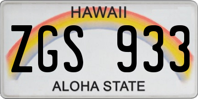 HI license plate ZGS933
