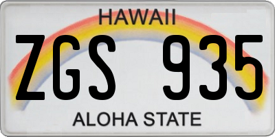 HI license plate ZGS935