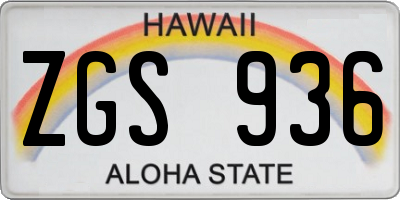 HI license plate ZGS936