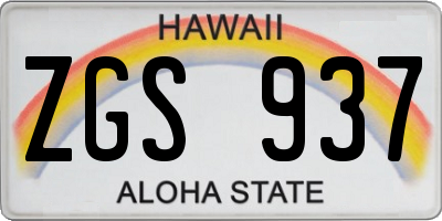 HI license plate ZGS937