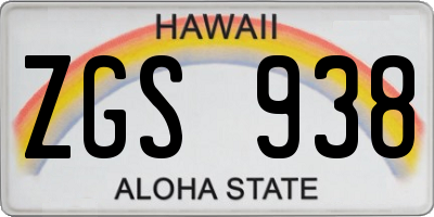 HI license plate ZGS938