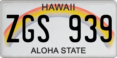 HI license plate ZGS939