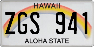 HI license plate ZGS941
