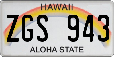 HI license plate ZGS943